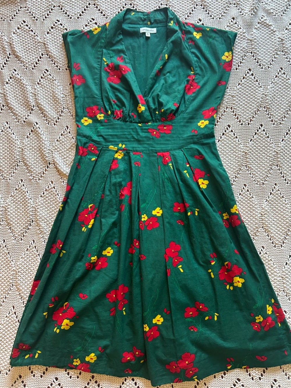 ModCloth Emily and Fin Green Floral Dress sz 12 UK16 - Picture 2 of 10